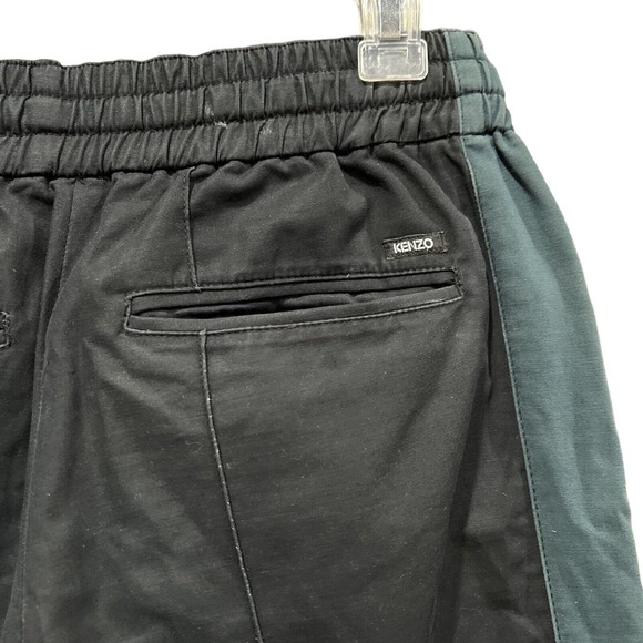 Kenzo Pants Men 27 waist Black Green Strip Pull On Draw String - Picture 7 of 15